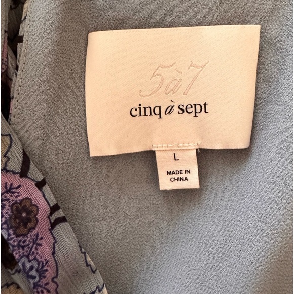 Cinq a Sept Drew Floral Leaf Print Long Sleeve Top - Picture 5 of 6